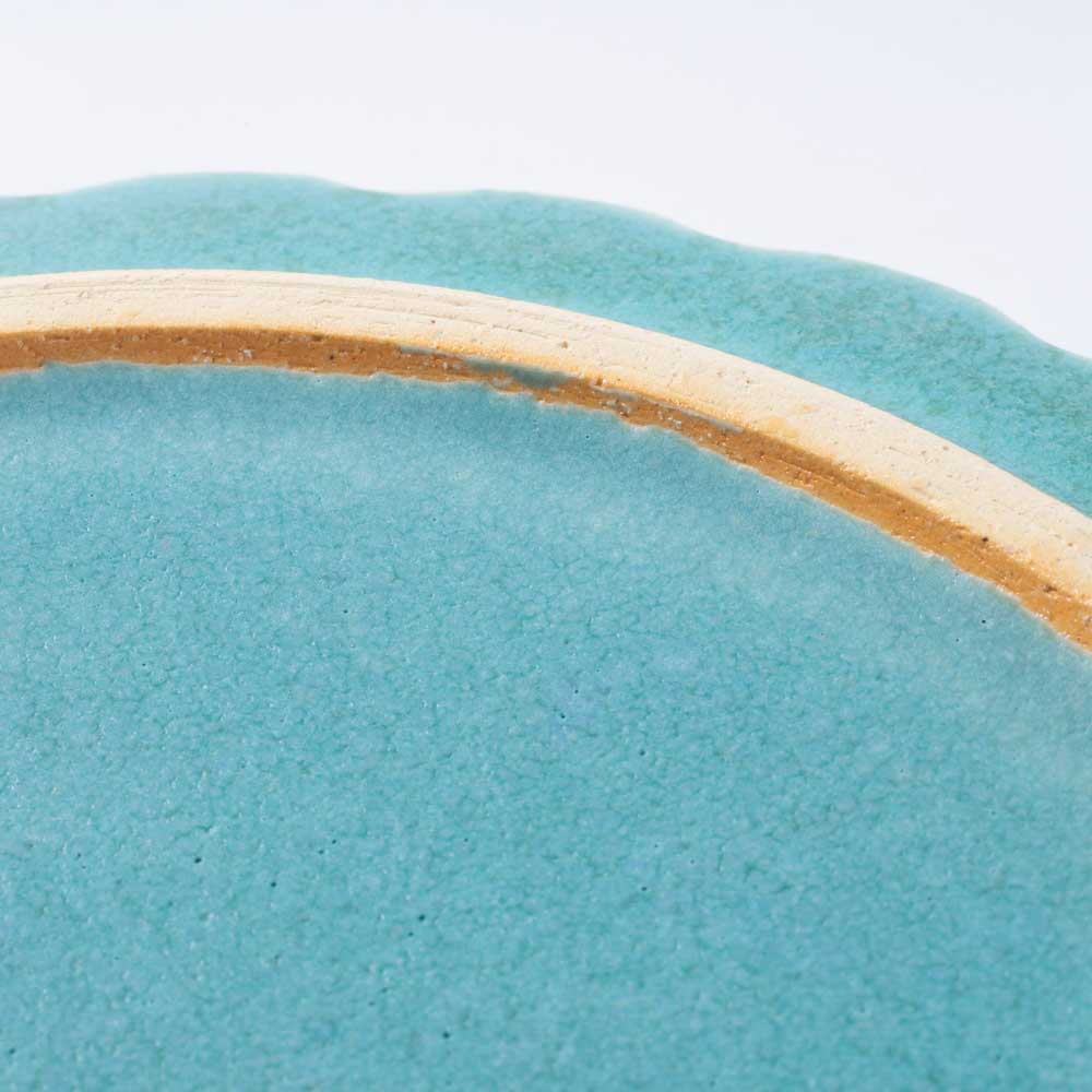 アトリエ野恵 ダリアリム皿S(ブルーグリーン) アトリエ野恵 陶磁器作家もの