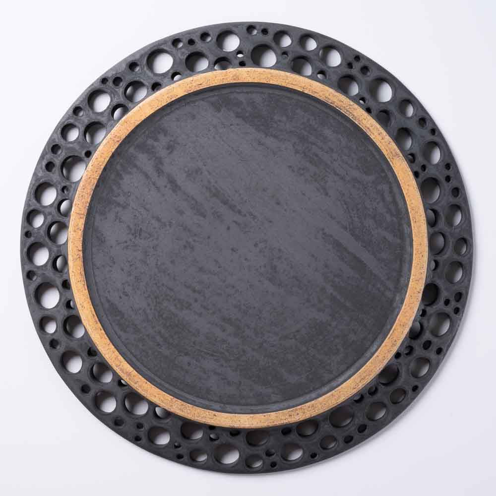 アトリエ野恵 ぎんがリム皿L  黒錆 アトリエ野恵 陶磁器作家もの