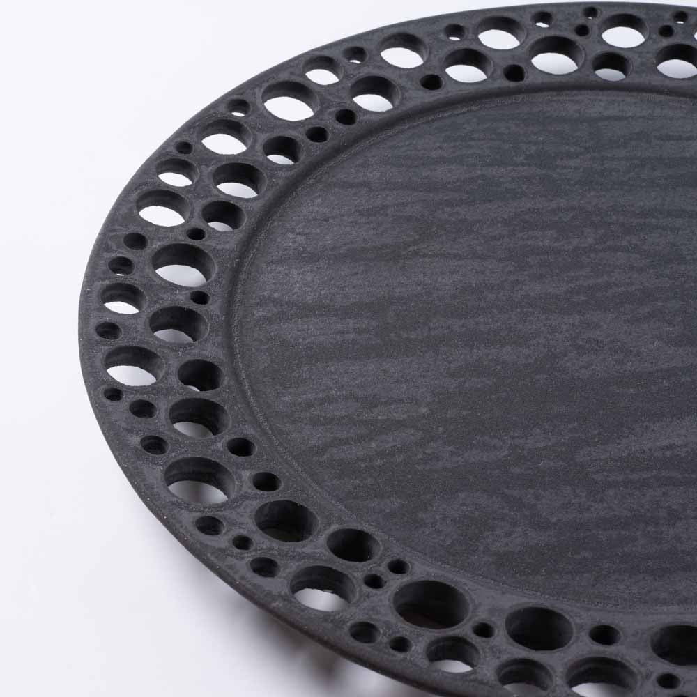 アトリエ野恵 ぎんがリム皿L  黒錆 アトリエ野恵 陶磁器作家もの