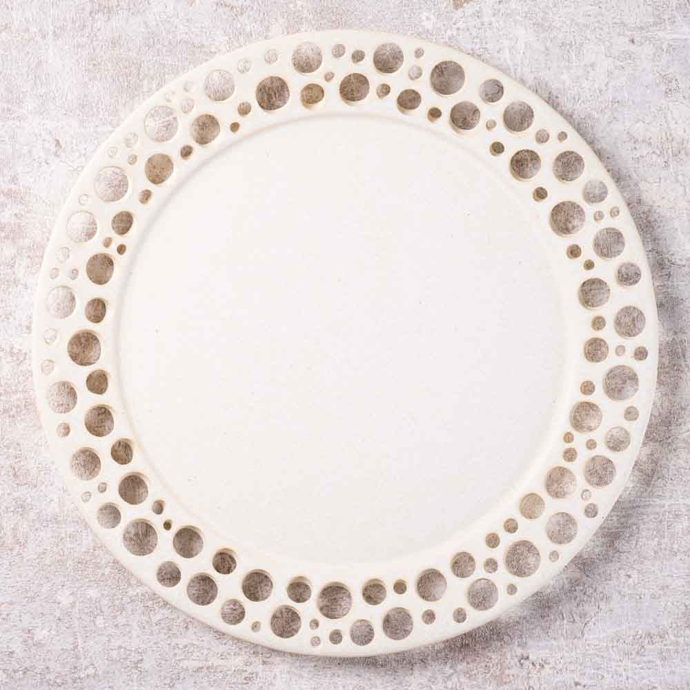 アトリエ野恵 ぎんがリム皿L  生成り アトリエ野恵 陶磁器作家もの