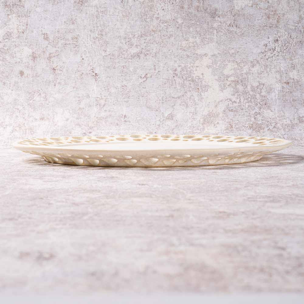アトリエ野恵 ぎんがリム皿L  生成り アトリエ野恵 陶磁器作家もの