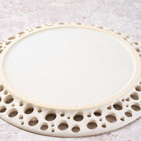 アトリエ野恵 ぎんがリム皿L  生成り アトリエ野恵 陶磁器作家もの