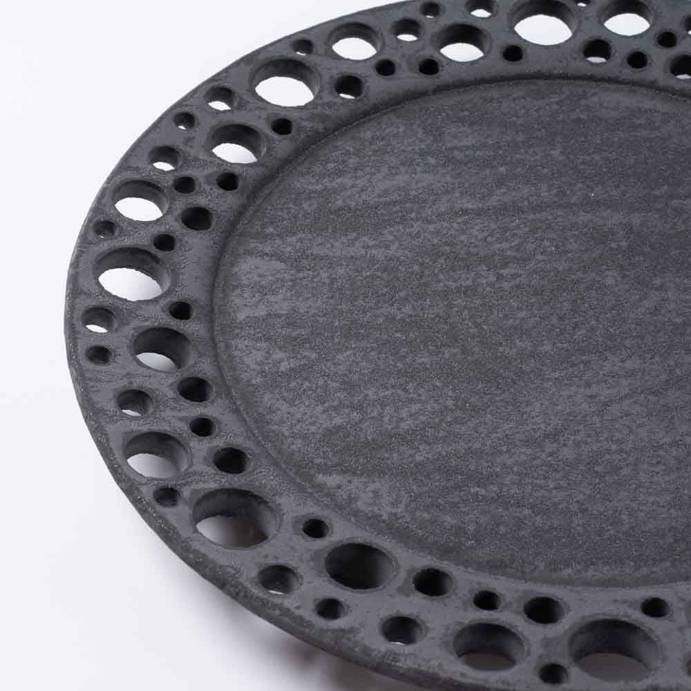 アトリエ野恵 ぎんがリム皿S  黒錆 アトリエ野恵 陶磁器作家もの