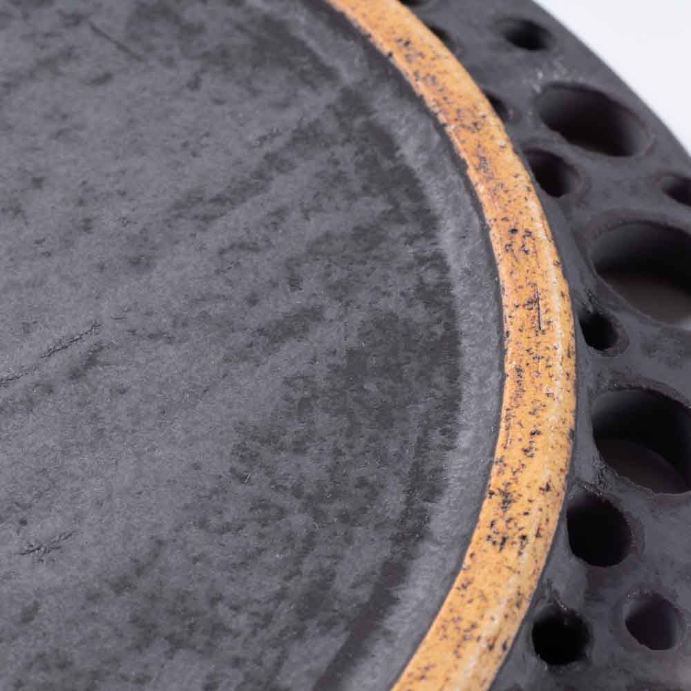 アトリエ野恵 ぎんがリム皿S  黒錆 アトリエ野恵 陶磁器作家もの