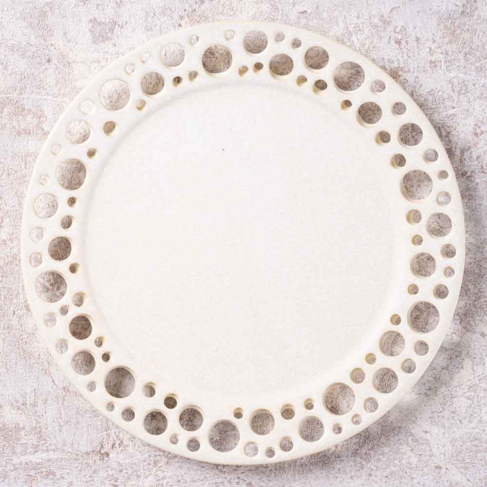 アトリエ野恵 ぎんがリム皿S  生成り アトリエ野恵 陶磁器作家もの