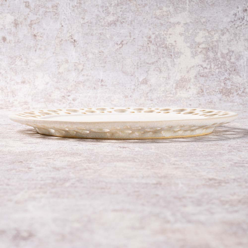 アトリエ野恵 ぎんがリム皿S  生成り アトリエ野恵 陶磁器作家もの