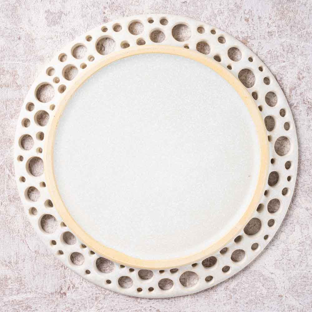アトリエ野恵 ぎんがリム皿S  生成り アトリエ野恵 陶磁器作家もの