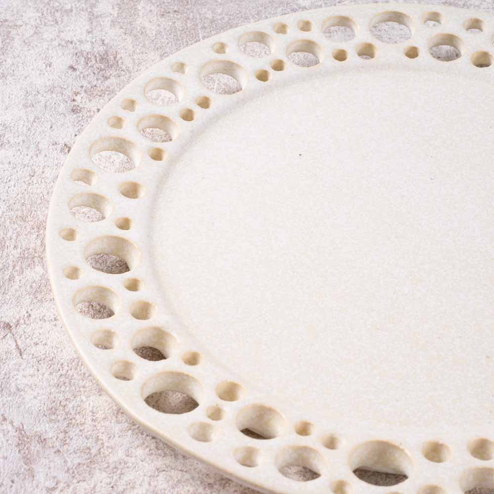 アトリエ野恵 ぎんがリム皿S  生成り アトリエ野恵 陶磁器作家もの