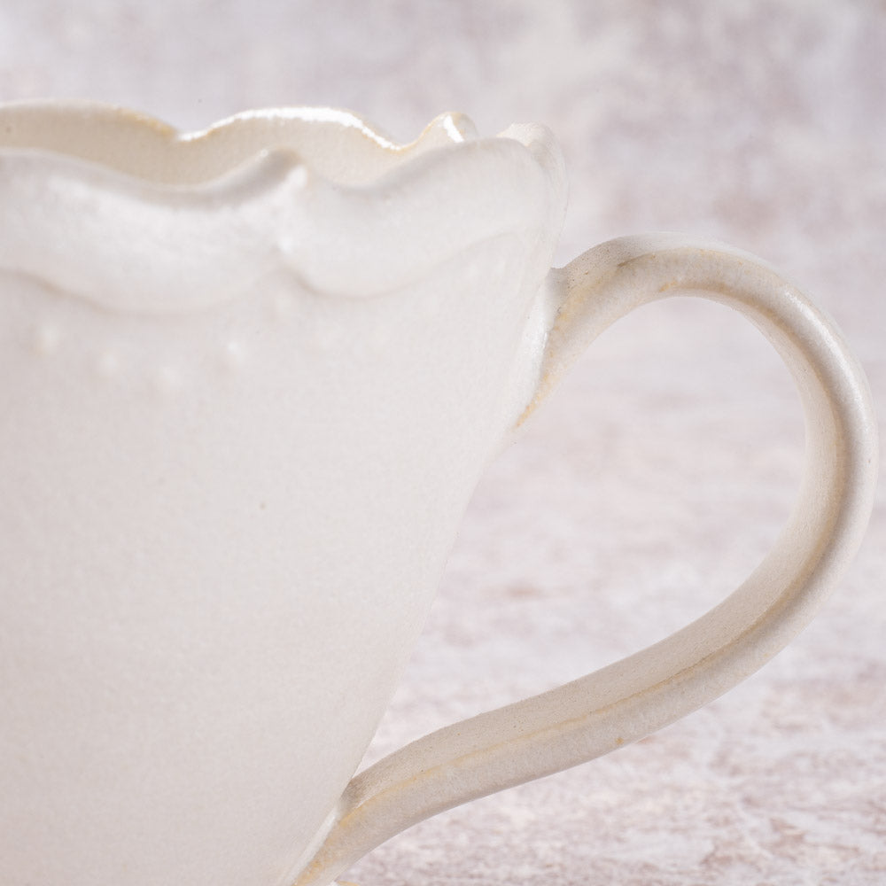 アトリエ野恵 ロココ丸マグカップ(ホワイト) アトリエ野恵 陶磁器作家もの