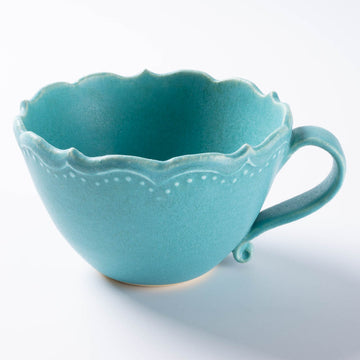 アトリエ野恵　ロココ丸マグカップ（ブルーグリーン） アトリエ野恵 陶磁器作家もの