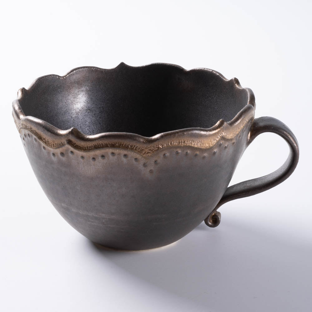 アトリエ野恵 ロココ丸マグカップ(ブロンズ) アトリエ野恵 陶磁器作家もの