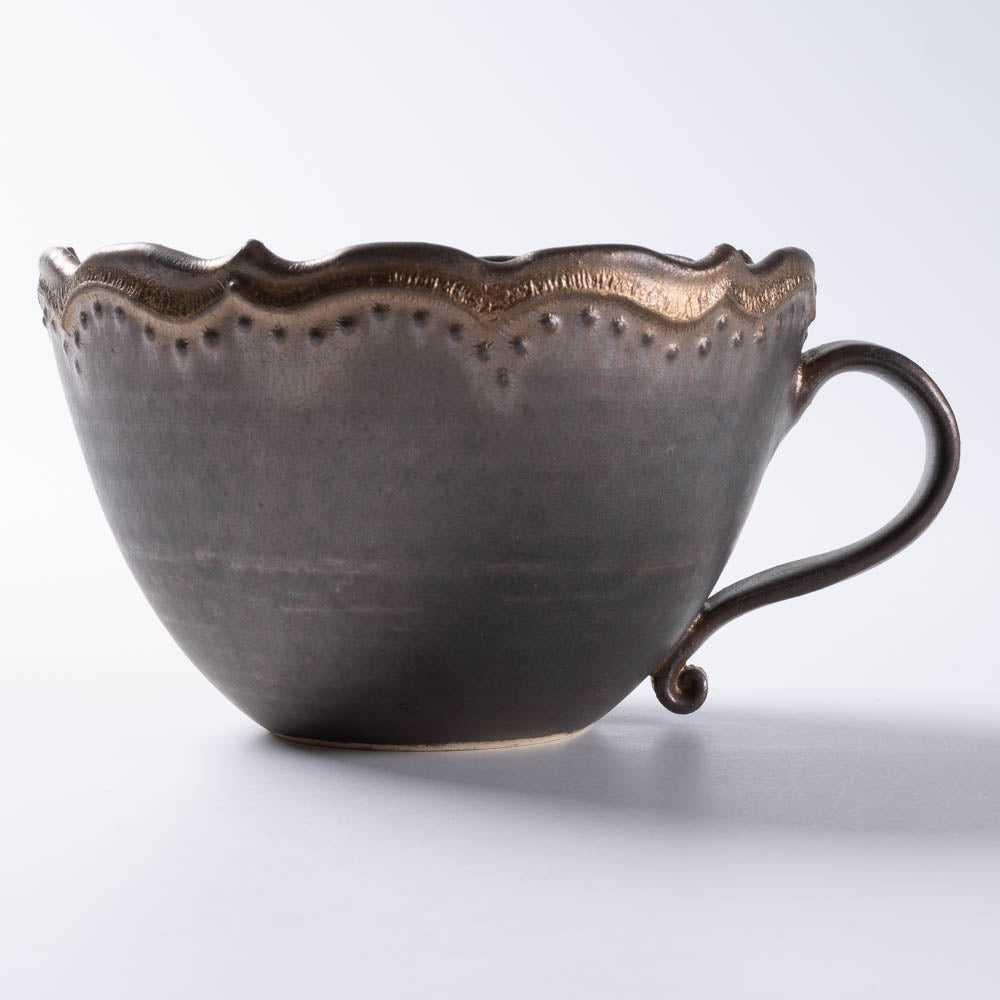 アトリエ野恵 ロココ丸マグカップ(ブロンズ) アトリエ野恵 陶磁器作家もの