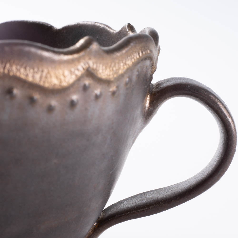 アトリエ野恵 ロココ丸マグカップ(ブロンズ) アトリエ野恵 陶磁器作家もの