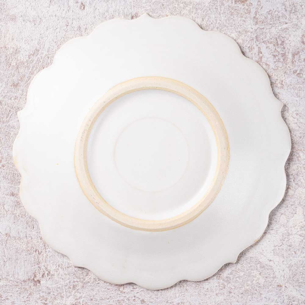 アトリエ野恵 ロココ中皿(ホワイト) アトリエ野恵 陶磁器作家もの