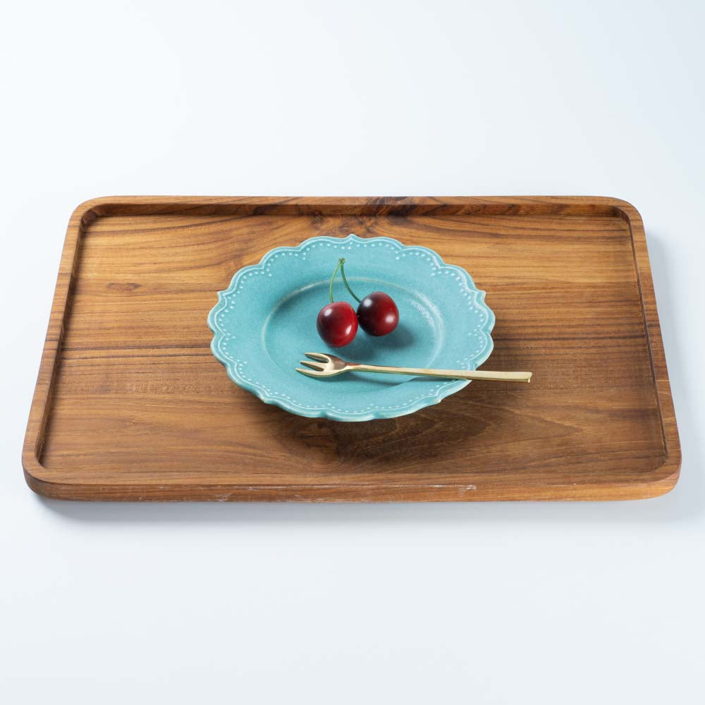 アトリエ野恵 ロココ中皿(ブルーグリーン) アトリエ野恵 陶磁器作家もの