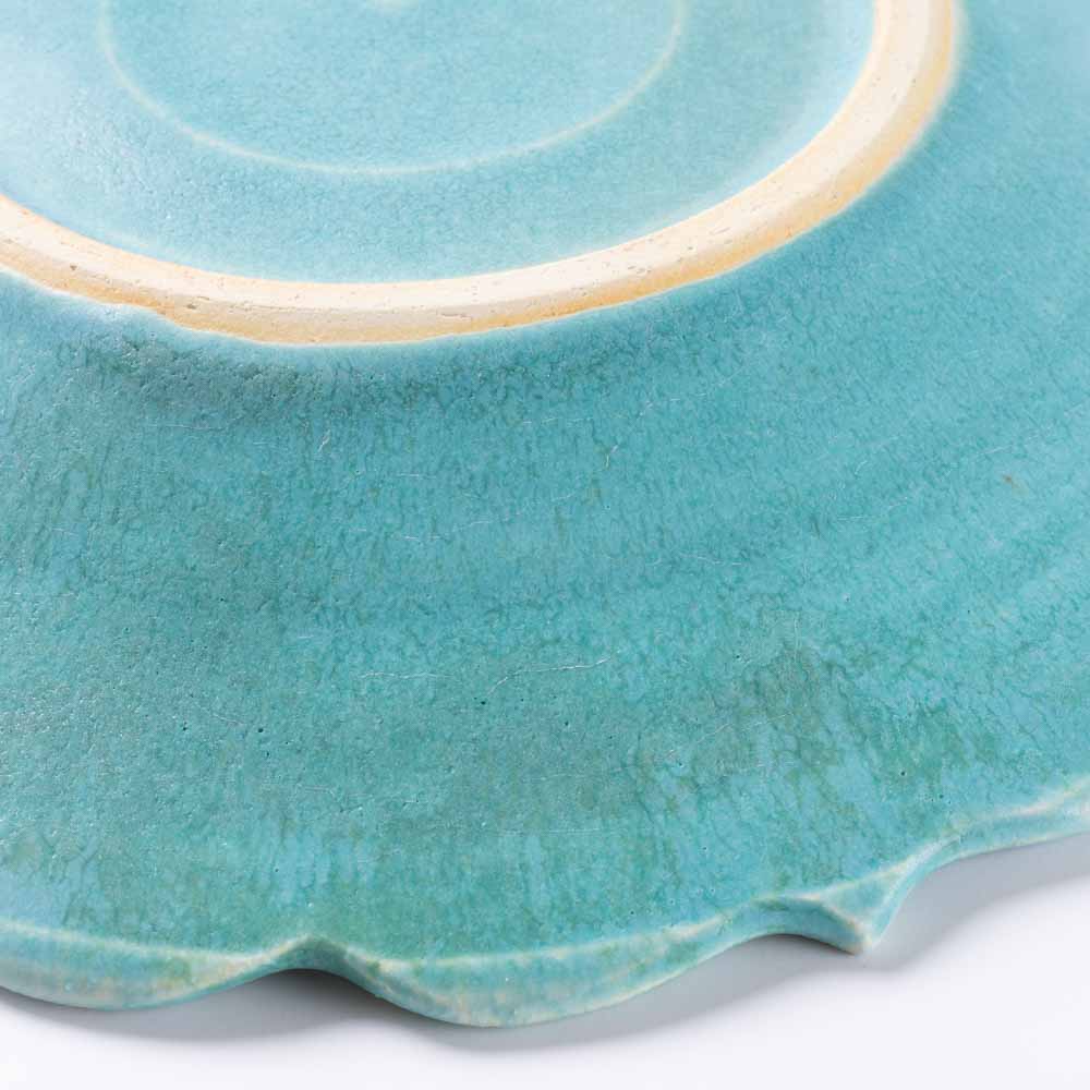 アトリエ野恵 ロココ中皿(ブルーグリーン) アトリエ野恵 陶磁器作家もの