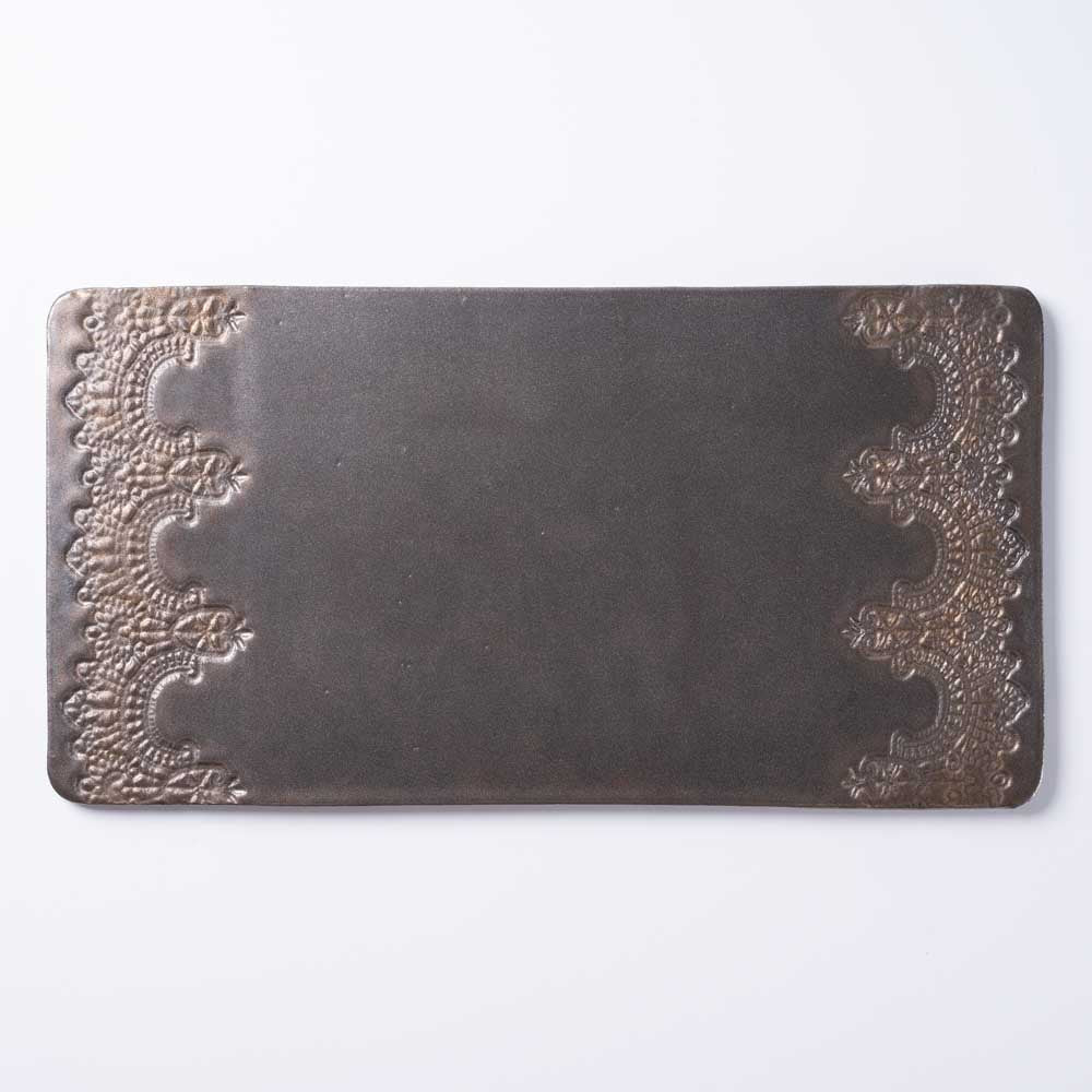 アトリエ野恵 レースプレート ロココ(ブロンズ) アトリエ野恵 陶磁器作家もの