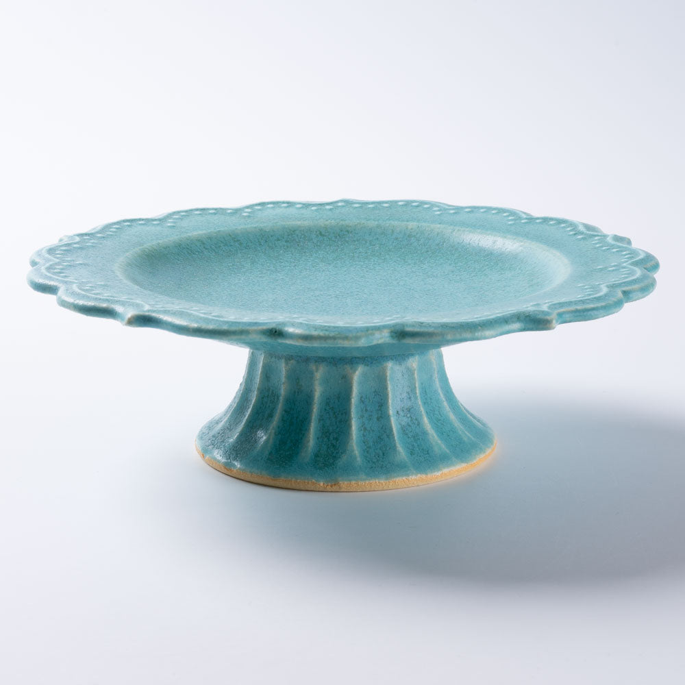 アトリエ野恵 ロコココンポート(ブルーグリーン) アトリエ野恵 陶磁器作家もの