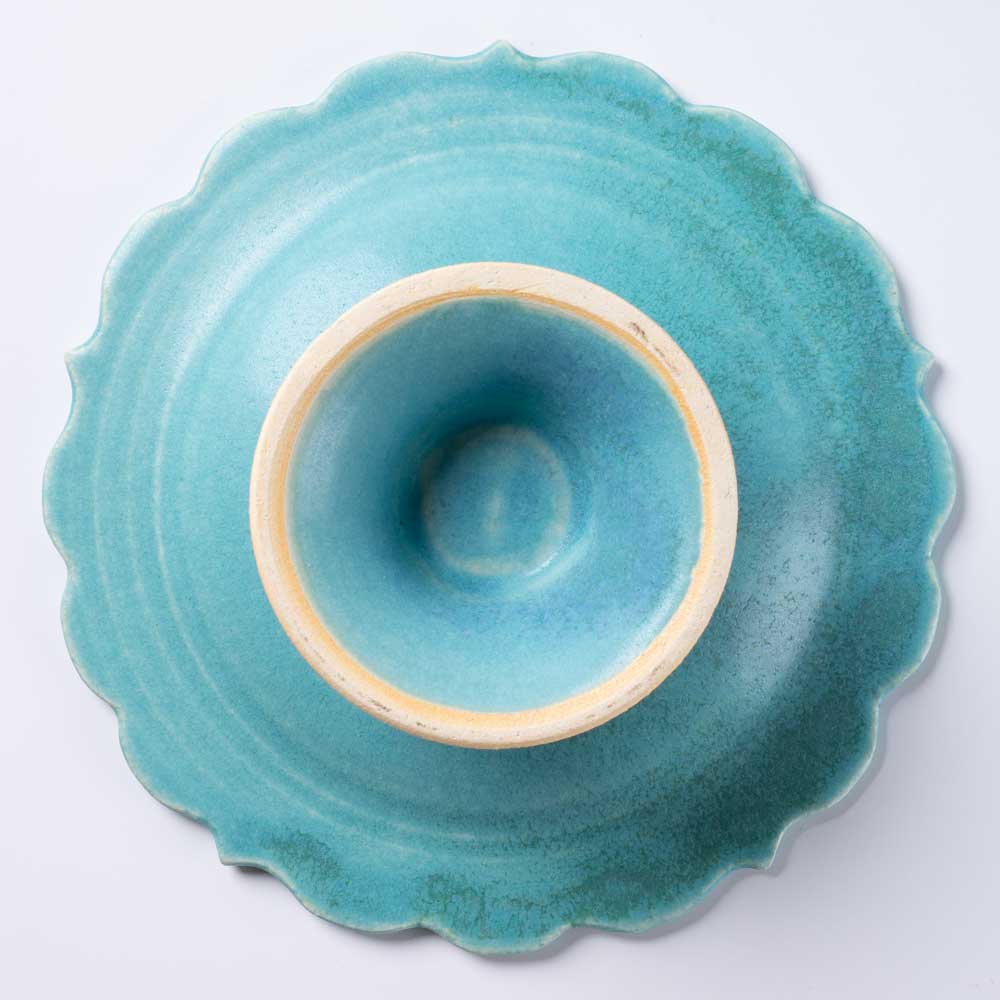 アトリエ野恵 ロコココンポート(ブルーグリーン) アトリエ野恵 陶磁器作家もの