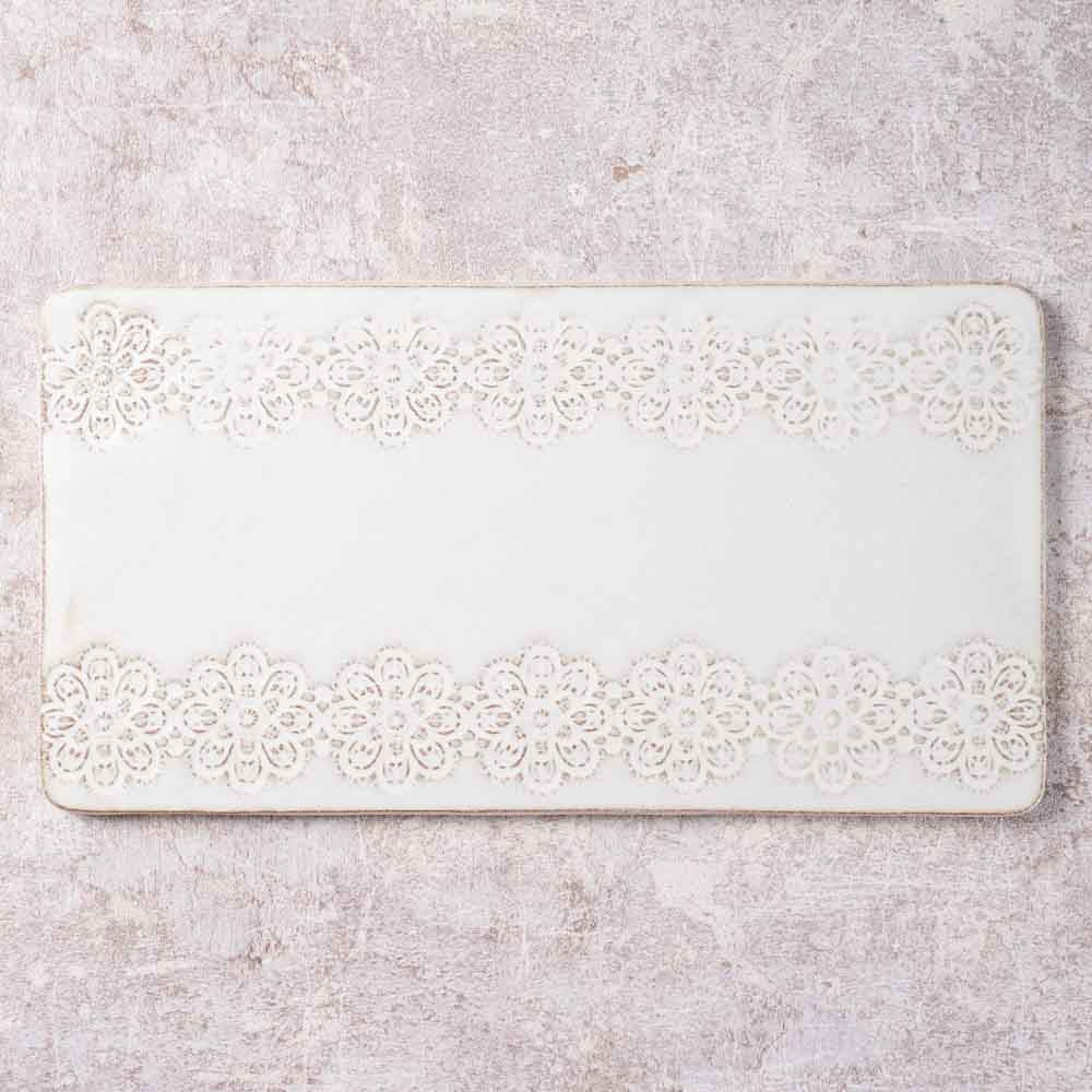 アトリエ野恵 レースプレート フラワー(ホワイト) アトリエ野恵 陶磁器作家もの