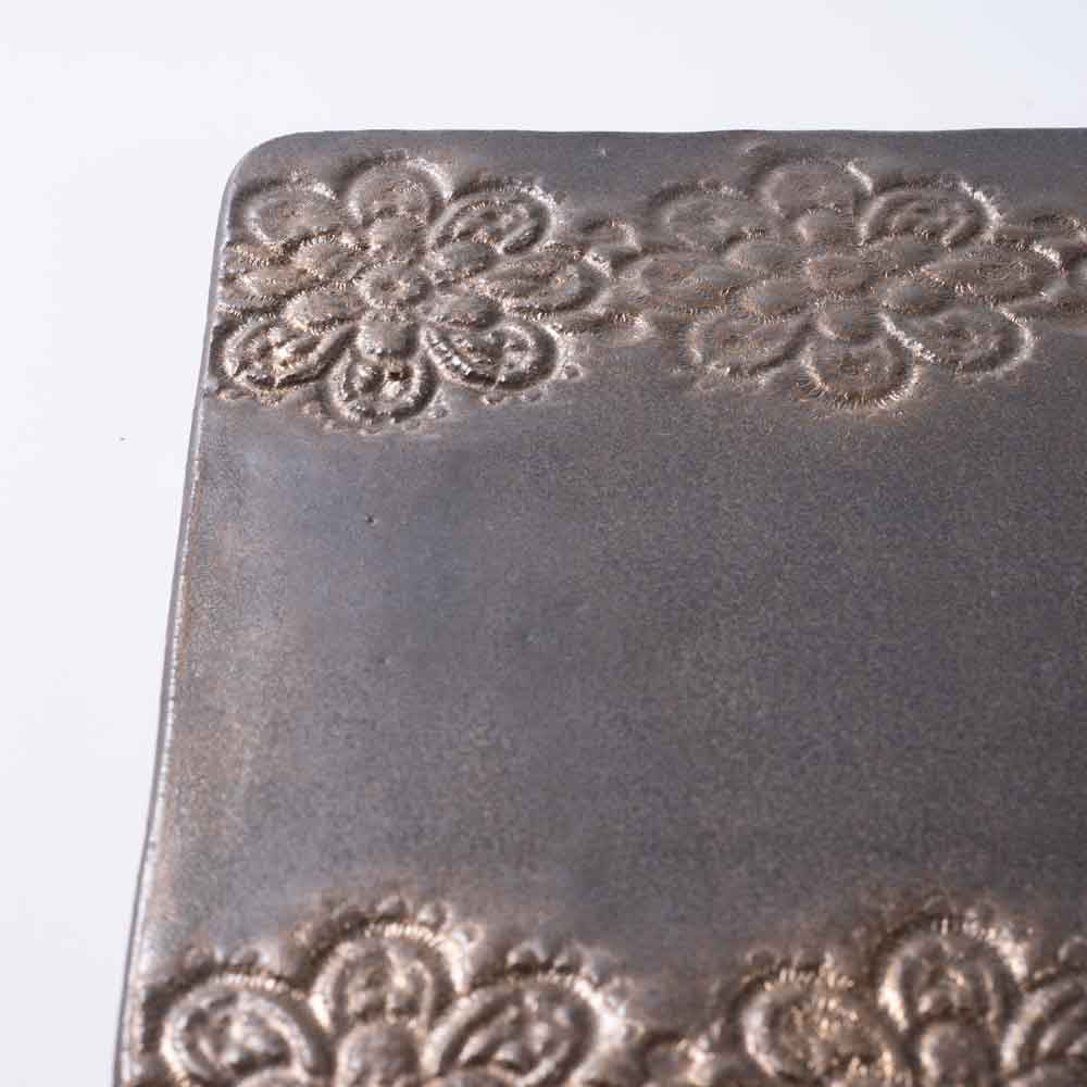 アトリエ野恵 レースプレート フラワー(ブロンズ) アトリエ野恵 陶磁器作家もの