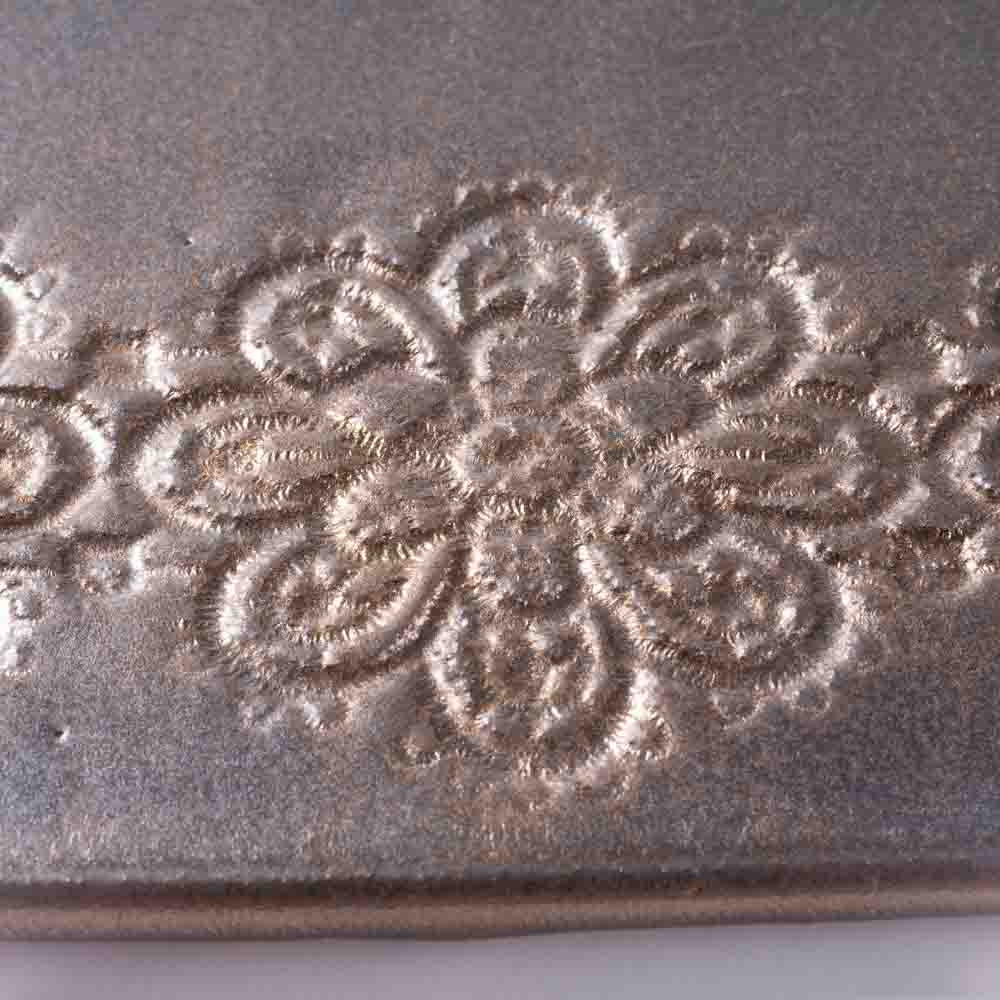 アトリエ野恵 レースプレート フラワー(ブロンズ) アトリエ野恵 陶磁器作家もの