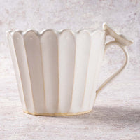 アトリエ野恵 蝶々しのぎマグカップ(ホワイト) アトリエ野恵 陶磁器作家もの