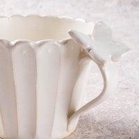 アトリエ野恵 蝶々しのぎマグカップ(ホワイト) アトリエ野恵 陶磁器作家もの