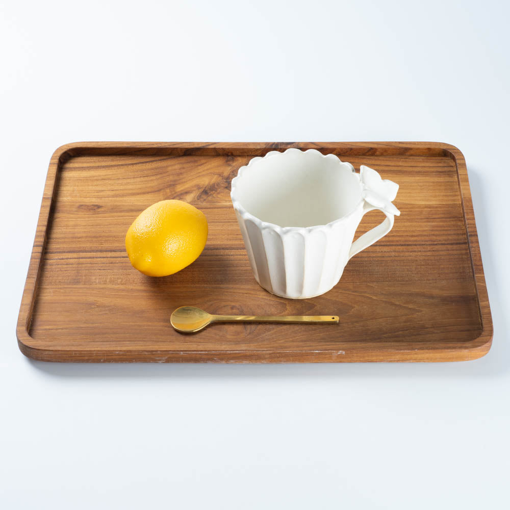 アトリエ野恵 蝶々しのぎマグカップ(ホワイト) アトリエ野恵 陶磁器作家もの