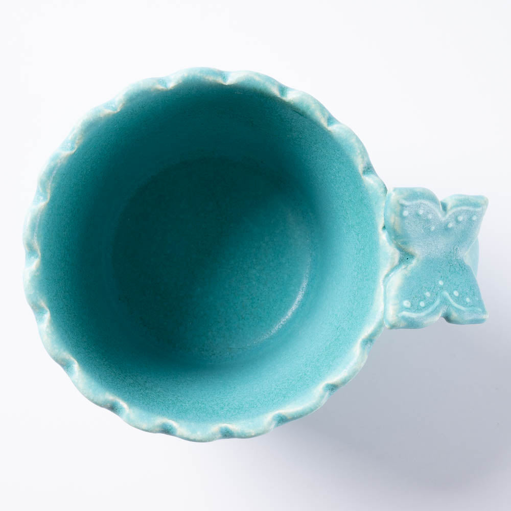 アトリエ野恵 蝶々しのぎマグカップ(ブルーグリーン) アトリエ野恵 陶磁器作家もの