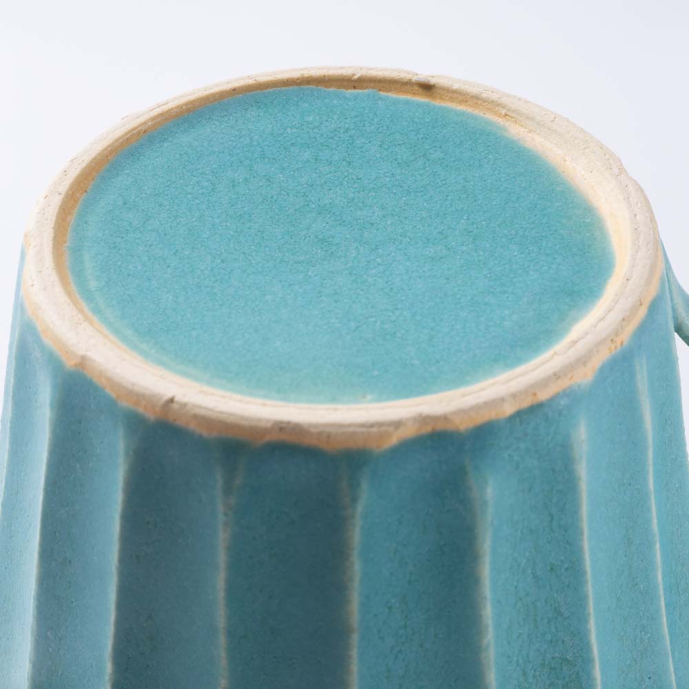 アトリエ野恵 蝶々しのぎマグカップ(ブルーグリーン) アトリエ野恵 陶磁器作家もの