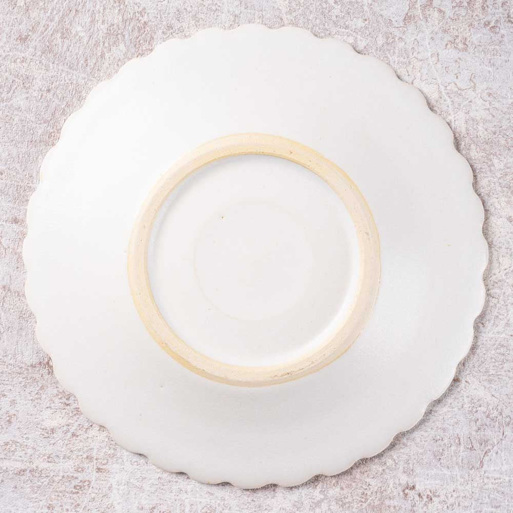 アトリエ野恵 しのぎ中皿(ホワイト) アトリエ野恵 陶磁器作家もの