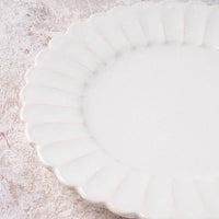 アトリエ野恵 しのぎ中皿(ホワイト) アトリエ野恵 陶磁器作家もの