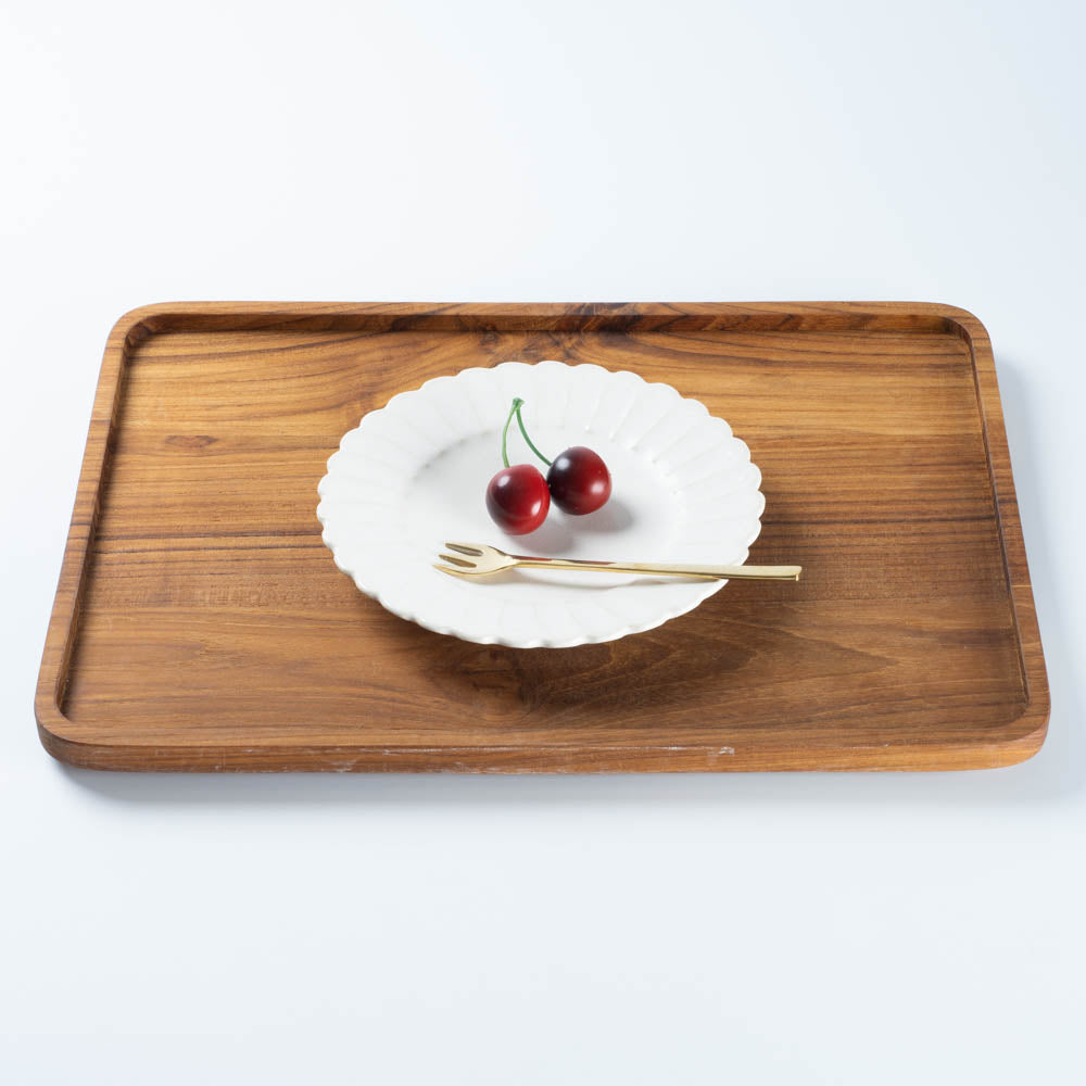 アトリエ野恵 しのぎ中皿(ホワイト) アトリエ野恵 陶磁器作家もの