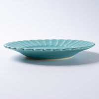 アトリエ野恵 しのぎ中皿(ブルーグリーン) アトリエ野恵 陶磁器作家もの