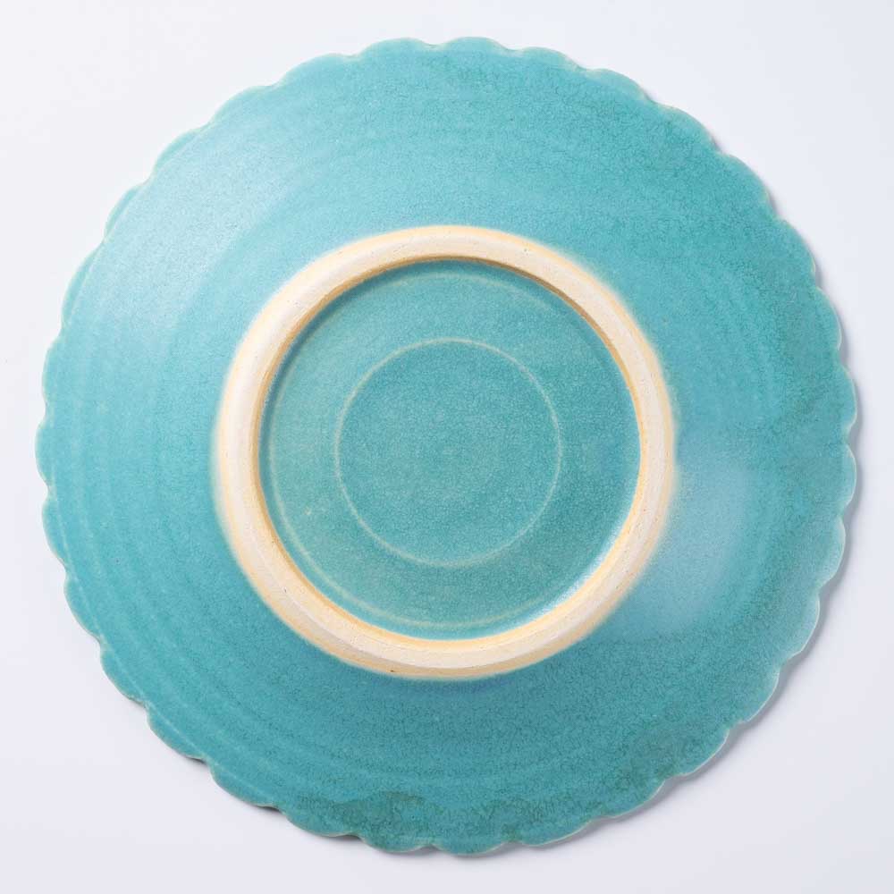 アトリエ野恵 しのぎ中皿(ブルーグリーン) アトリエ野恵 陶磁器作家もの