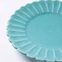 アトリエ野恵 しのぎ中皿(ブルーグリーン) アトリエ野恵 陶磁器作家もの