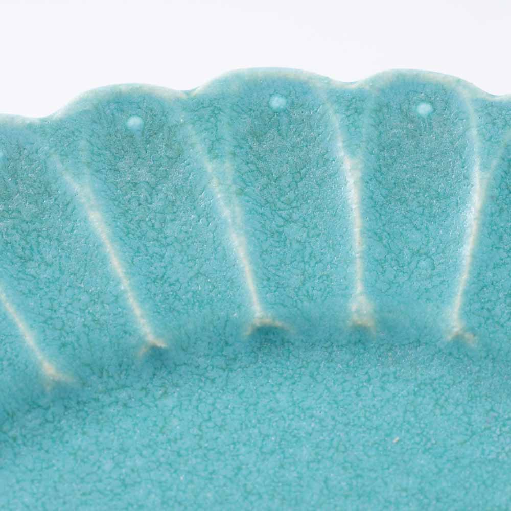 アトリエ野恵 しのぎ中皿(ブルーグリーン) アトリエ野恵 陶磁器作家もの