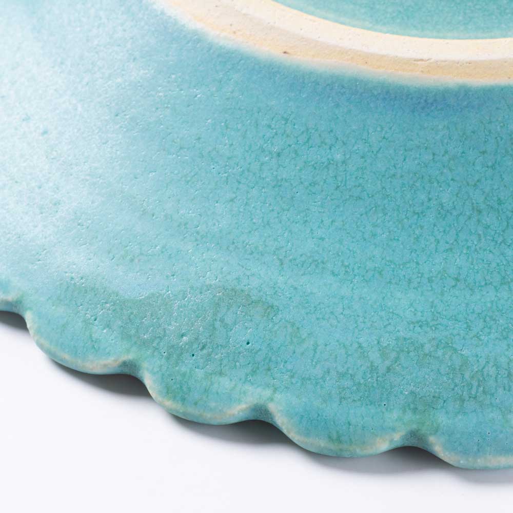 アトリエ野恵 しのぎ中皿(ブルーグリーン) アトリエ野恵 陶磁器作家もの