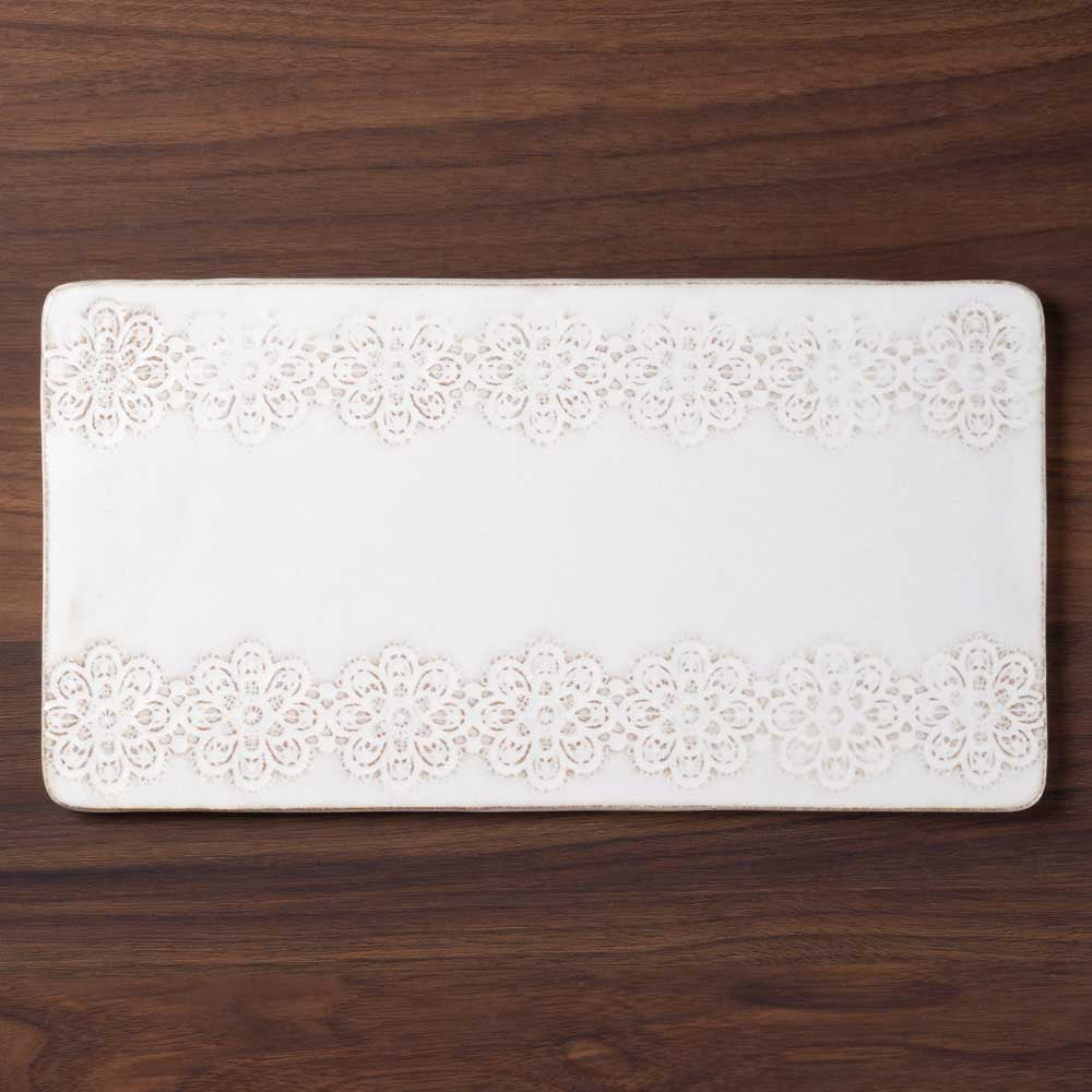 アトリエ野恵 レースプレート フラワー(ホワイト) アトリエ野恵 陶磁器作家もの