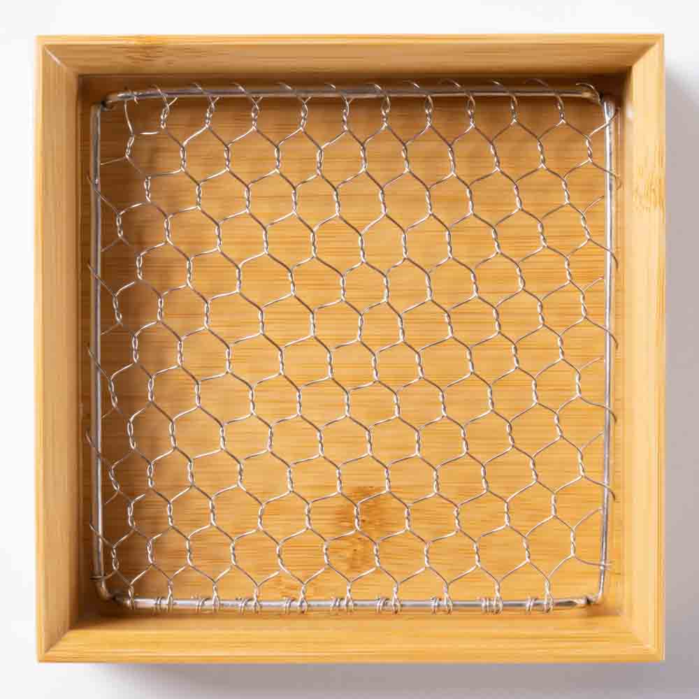 ヤマコー 竹・天ぷら盛皿 クリア 正角4寸 (ステンレス目皿付) ヤマコー 木工もの