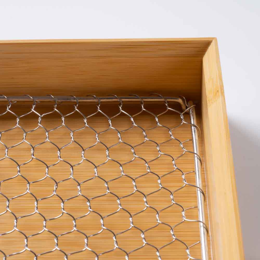 ヤマコー 竹・天ぷら盛皿 クリア 正角4寸 (ステンレス目皿付) ヤマコー 木工もの