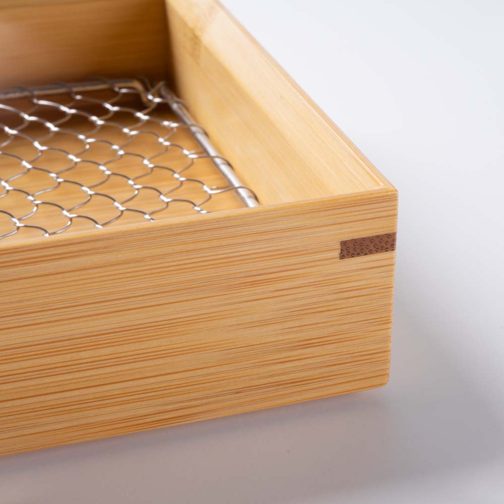 ヤマコー 竹・天ぷら盛皿 クリア 正角4寸 (ステンレス目皿付) ヤマコー 木工もの