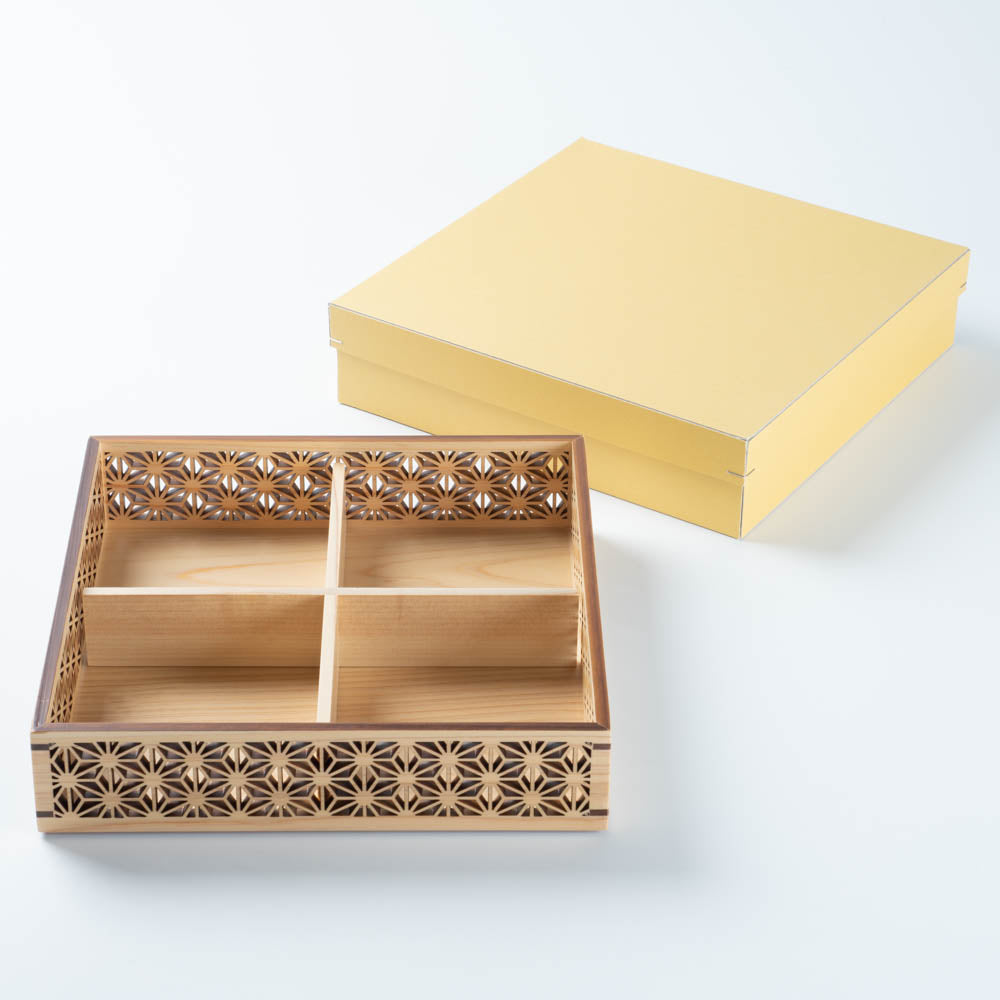 ヤマコー ひのき細密盛器 麻の葉 四ツ切 ヤマコー 木工もの