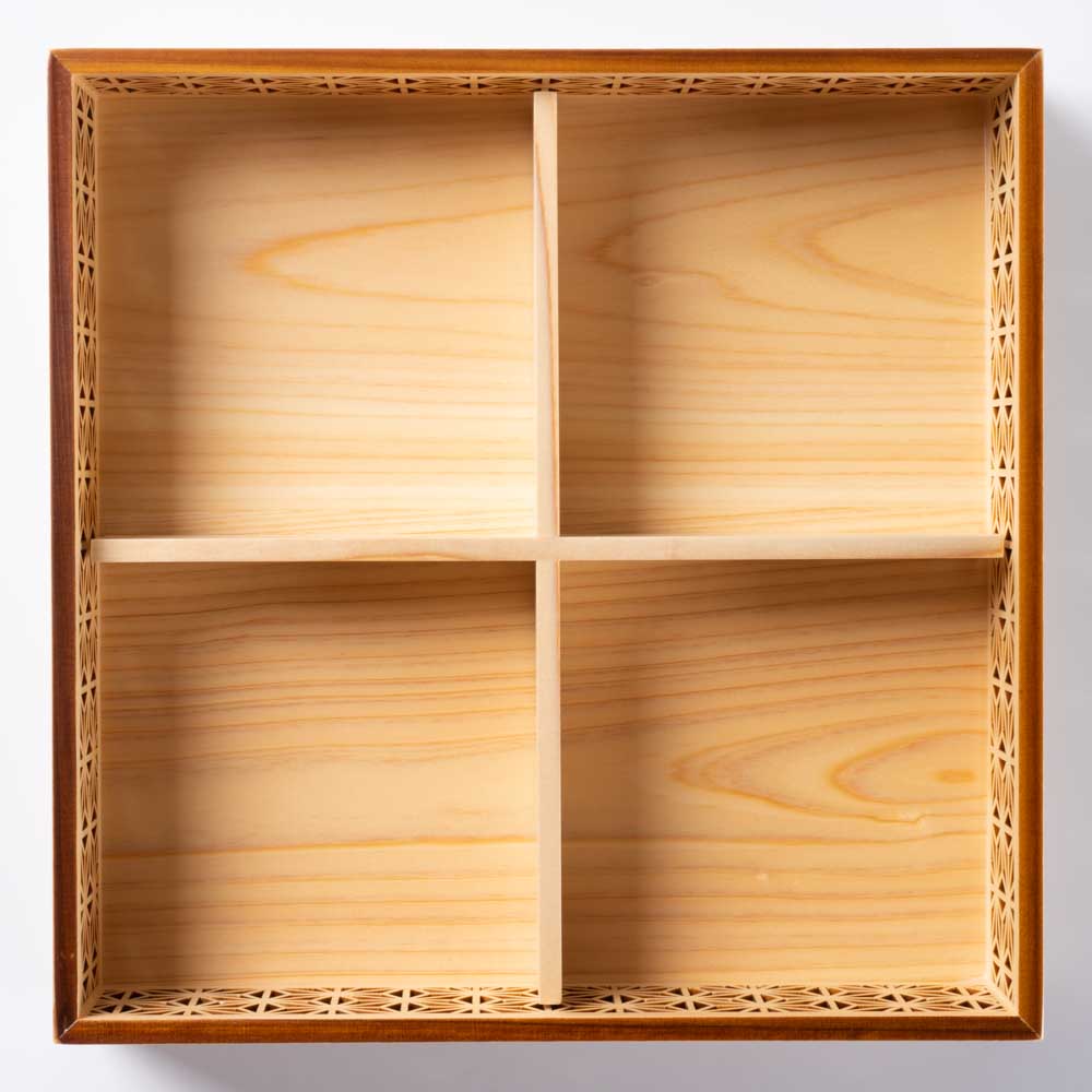 ヤマコー ひのき細密盛器 麻の葉 四ツ切 ヤマコー 木工もの