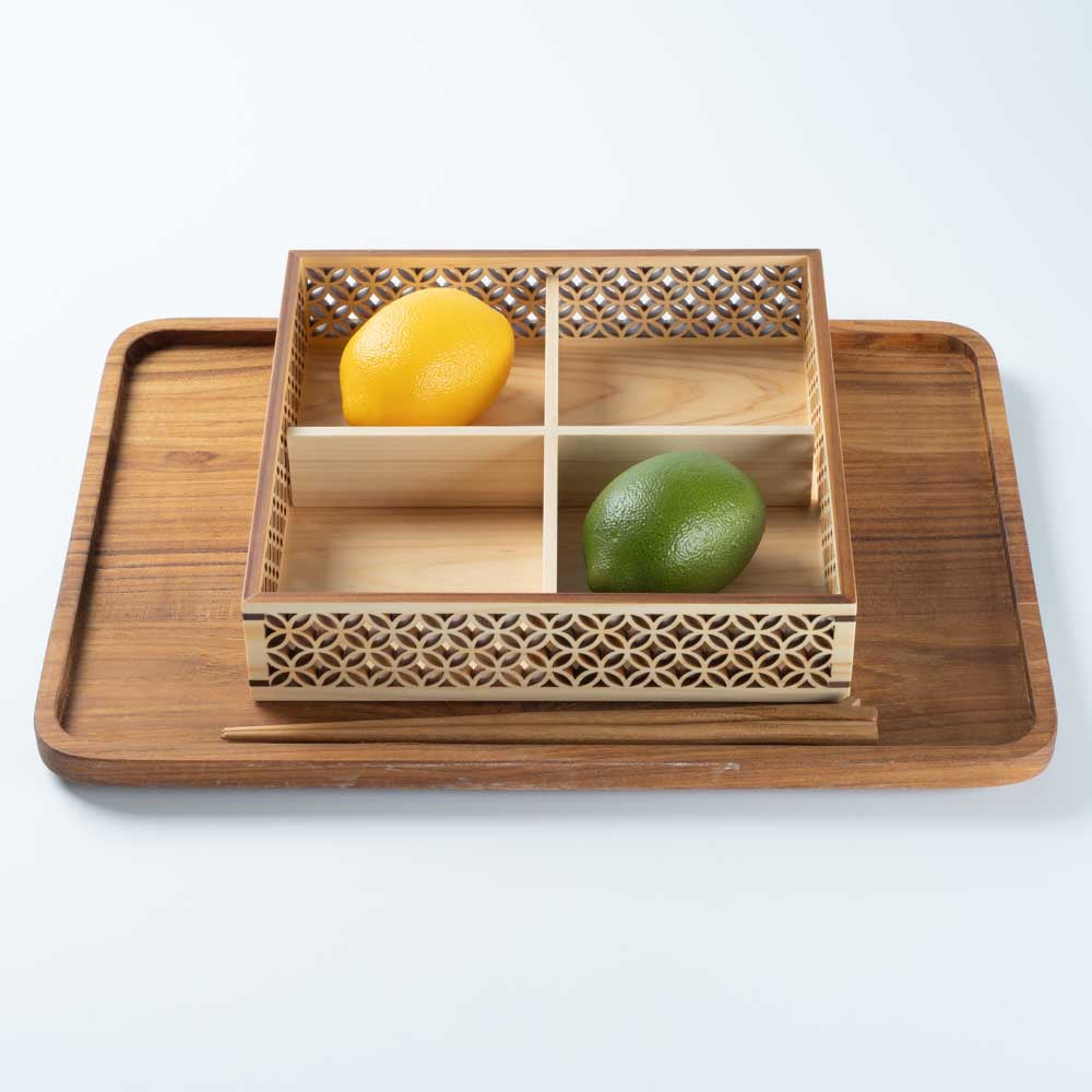 ヤマコー ひのき細密盛器 七宝 四ツ切 (コピー) ヤマコー 木工もの