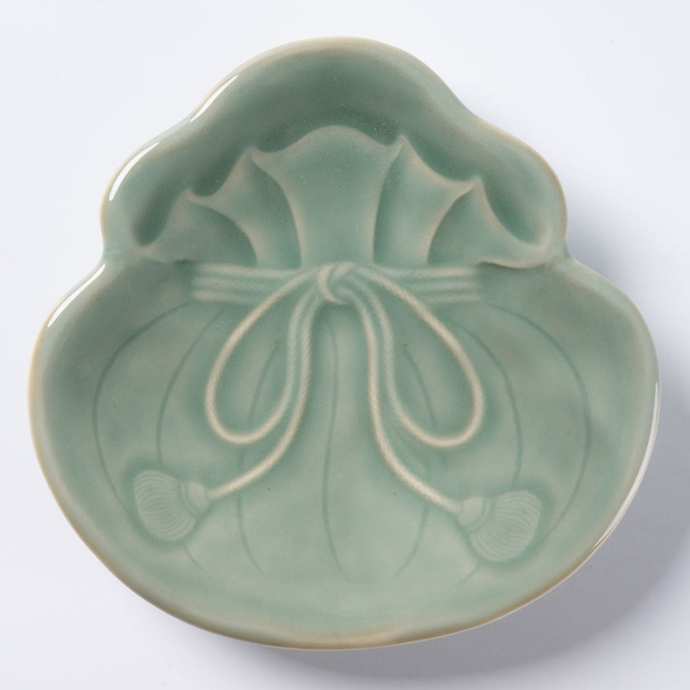 篠山藩窯 王地山陶器所 青磁巾着形小皿 篠山藩窯 王地山陶器所 王地山焼