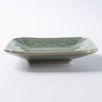 篠山藩窯 王地山陶器所 青磁波岩文角小皿 篠山藩窯 王地山陶器所 王地山焼