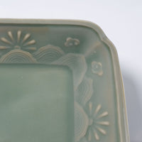 篠山藩窯 王地山陶器所 青磁波岩文角小皿 篠山藩窯 王地山陶器所 王地山焼