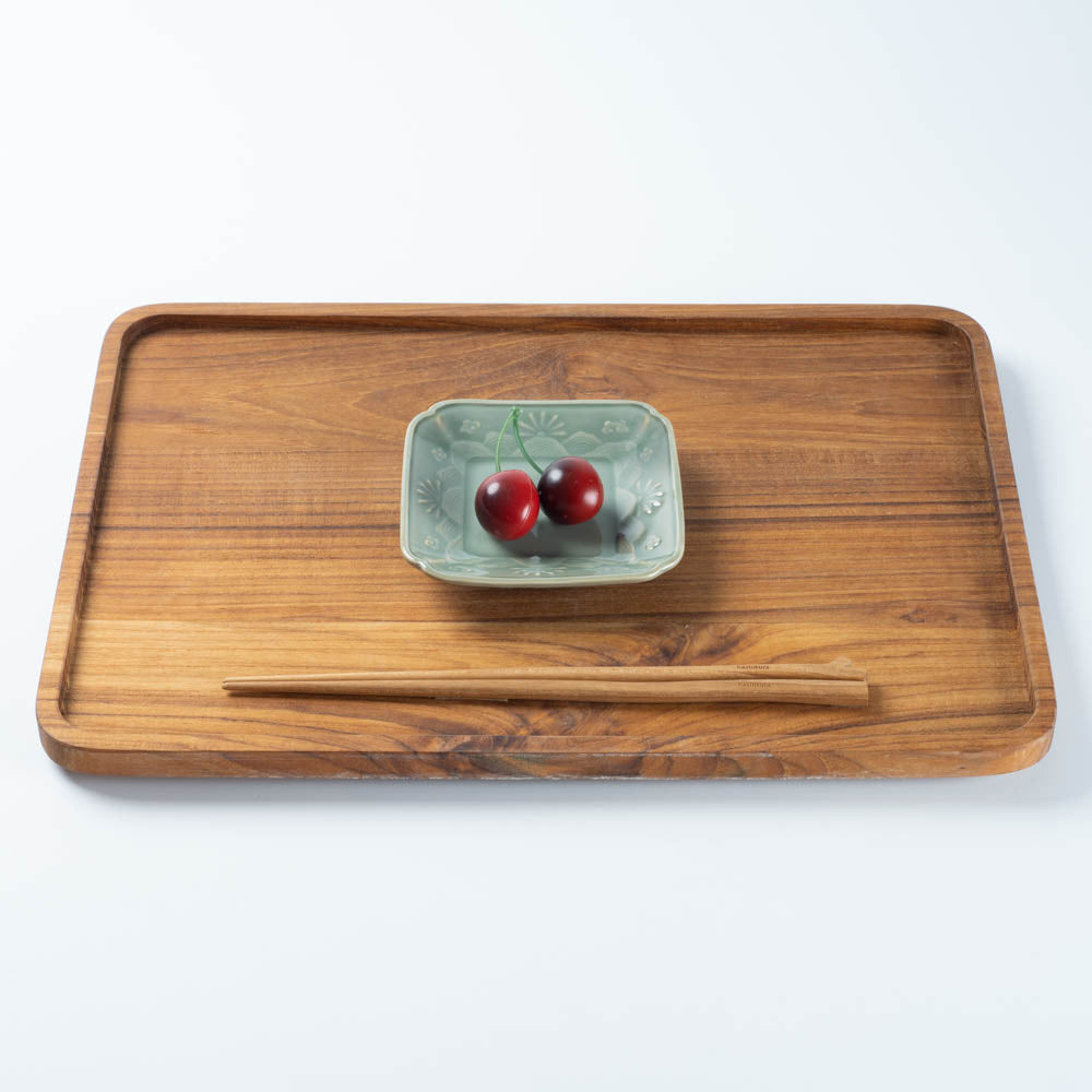 篠山藩窯 王地山陶器所 青磁波岩文角小皿 篠山藩窯 王地山陶器所 王地山焼